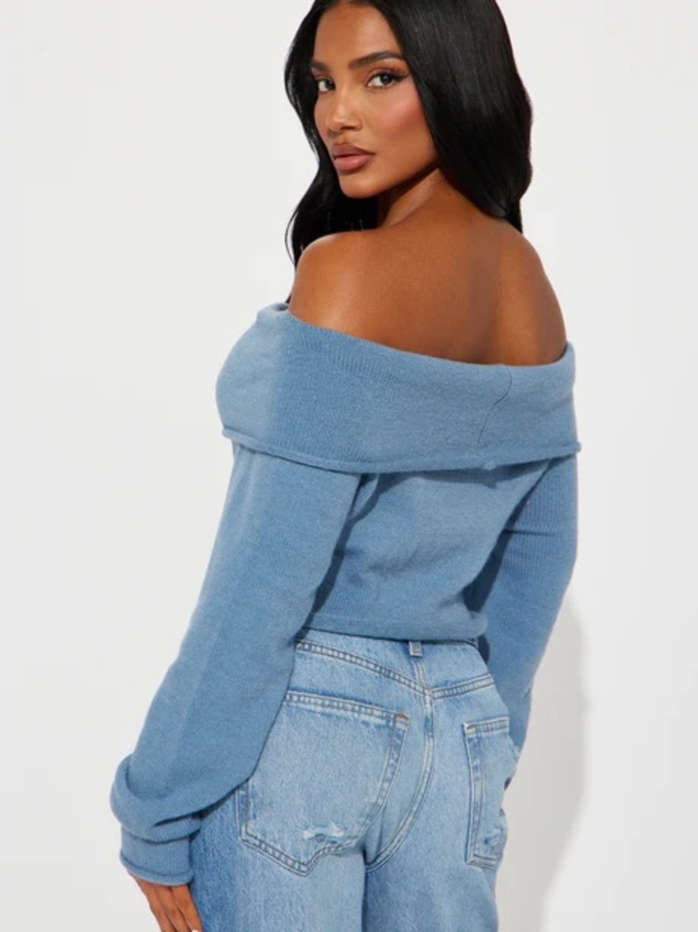 Fashion nova NWT Off-Shoulder Blue KniT Sweater
